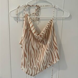 NWT ILLA ILLA Zebra Print Cowl Neck Tie Top